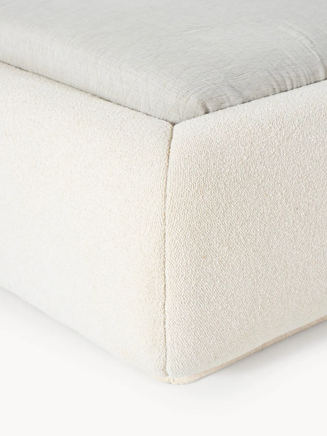 Camas Tapizadas|Camas>Westwing Collection Cama tapizada redondeada en tejido bouclé Alba Bouclé blanco Off White