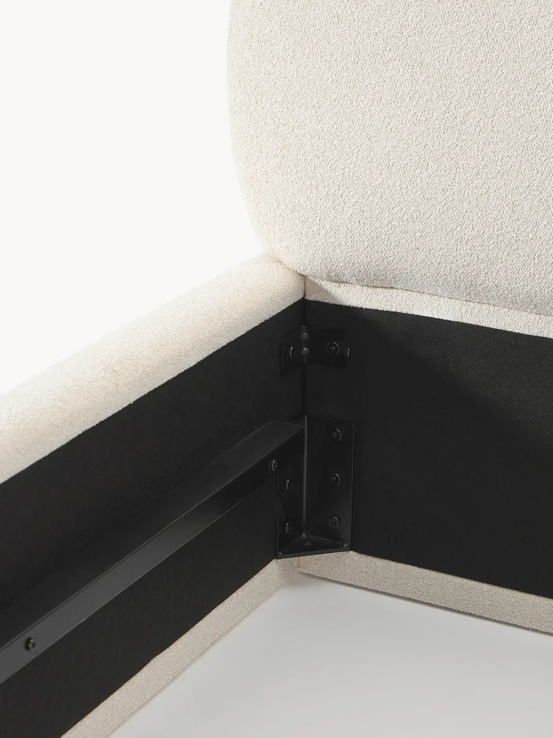 Camas Tapizadas|Camas>Westwing Collection Cama tapizada redondeada en tejido bouclé Alba Bouclé blanco Off White