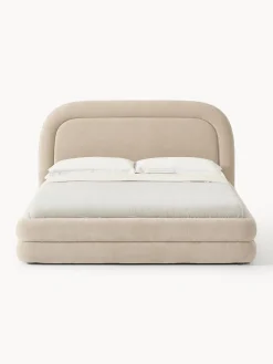 Camas Tapizadas|Camas></noscript>Westwing Collection Cama tapizada Solomon Tejido aterciopelado beige claro