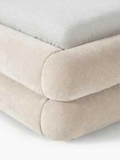 Camas Tapizadas|Camas></noscript>Westwing Collection Cama tapizada Solomon Tejido aterciopelado beige claro