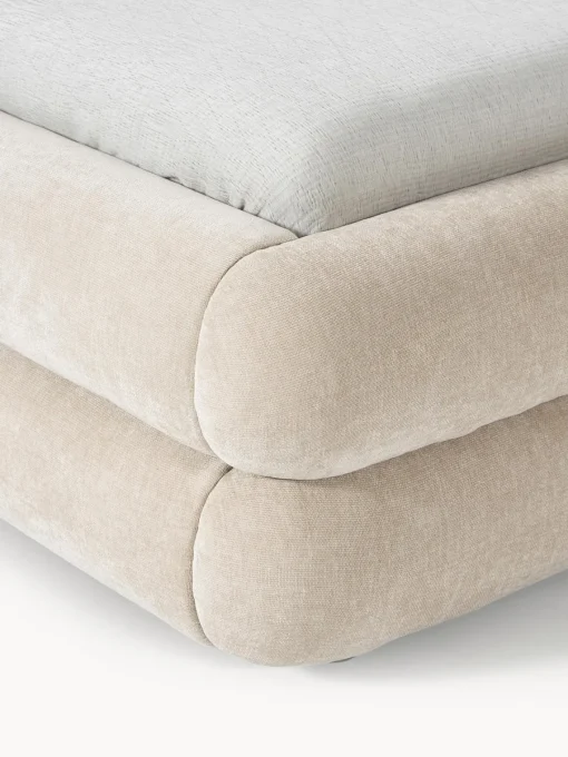 Camas Tapizadas|Camas>Westwing Collection Cama tapizada Solomon Tejido aterciopelado beige claro