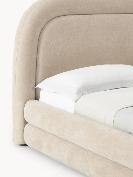 Camas Tapizadas|Camas>Westwing Collection Cama tapizada Solomon Tejido aterciopelado beige claro