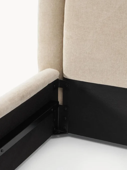 Camas Tapizadas|Camas>Westwing Collection Cama tapizada Solomon Tejido aterciopelado beige claro