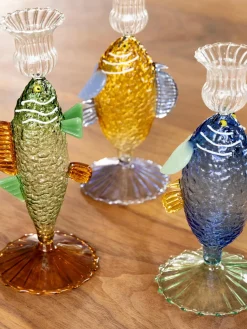 Discount Candelabro artesanal de vidrio borosilicato Fish Jarrones|Velas Y Candelabros