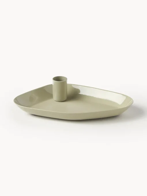 Candelabros|Jarrones>Broste Copenhagen Candelabro con bandeja Mie Beige claro brillante