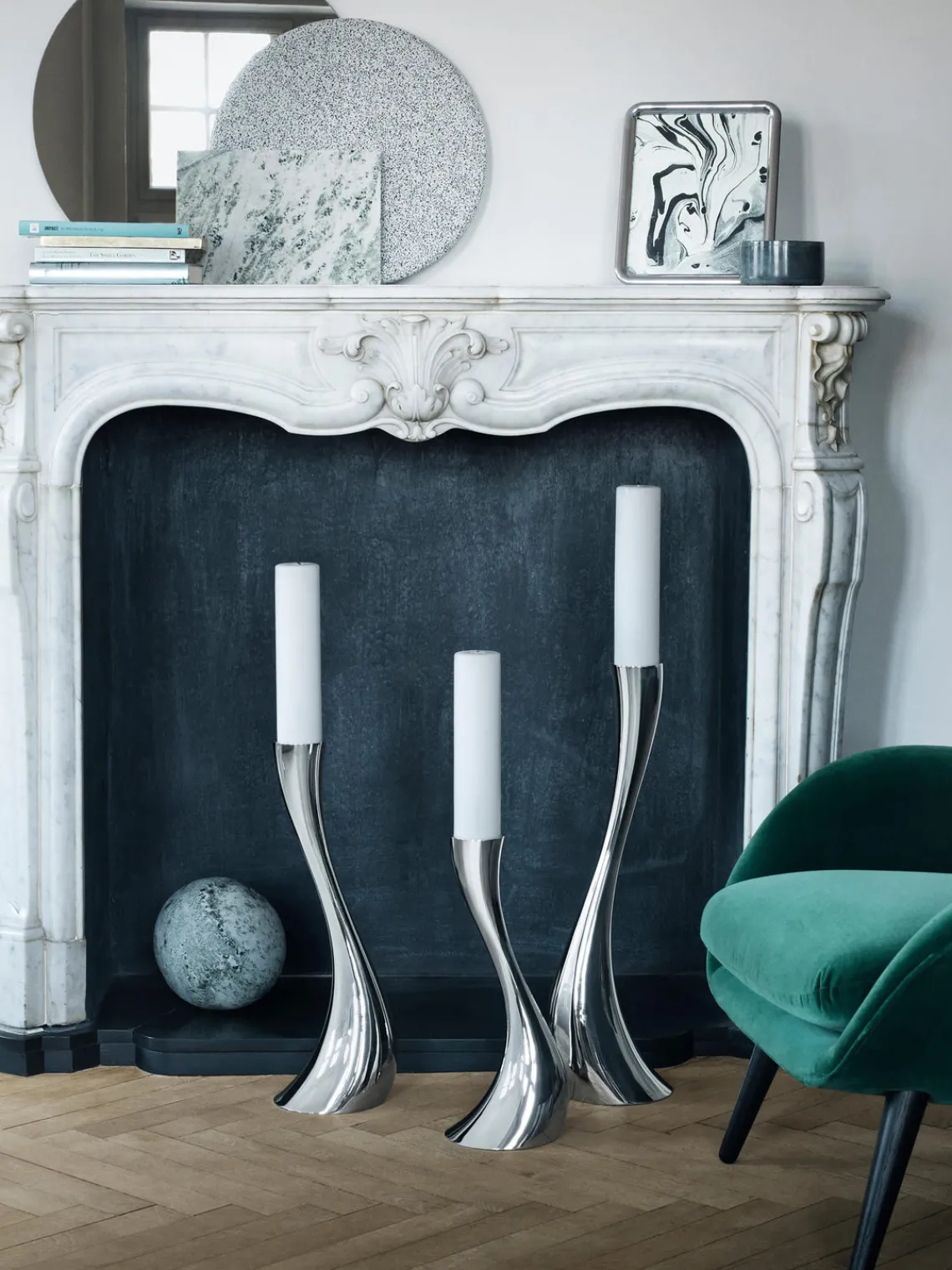 Hot Candelabro de acero inoxidable con forma orgánica Cobra, 60 cm Candelabros|Velas Y Candelabros