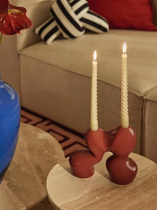 Candelabros|Jarrones>Westwing Collection Candelabro de gres Madhuri Rojo óxido