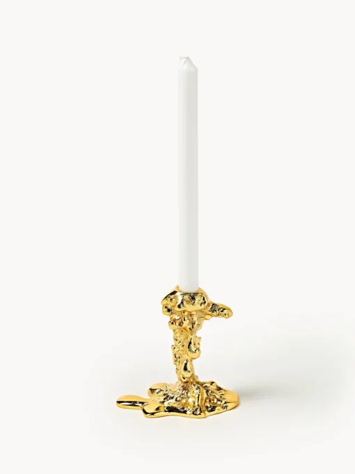 Candelabros|Jarrones>POLSPOTTEN Candelabro de metal Drip Dorado