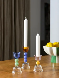 Candelabros|Velas Y Candelabros></noscript>&k Amsterdam Candelabro de vidrio borosilicato Perle