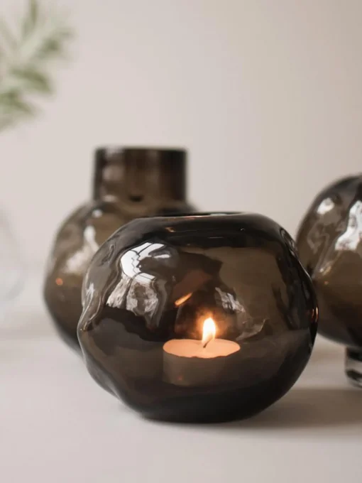 Candelabros|Jarrones>DBKD Candelabro de vidrio Bunch Greige semitransparente