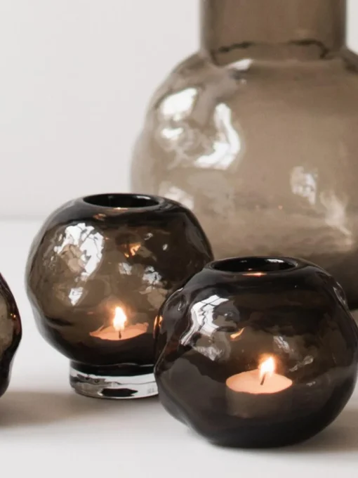 Candelabros|Jarrones>DBKD Candelabro de vidrio Bunch Greige semitransparente