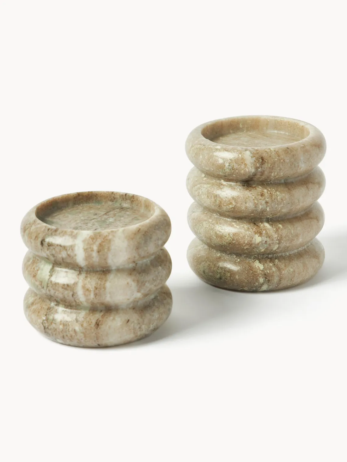 Candelabros|Jarrones>Westwing Collection Candelabros de mármol Orta, 2 uds. Mármol tonos beige