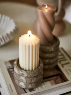 Candelabros|Jarrones>Westwing Collection Candelabros de mármol Orta, 2 uds. Mármol tonos beige