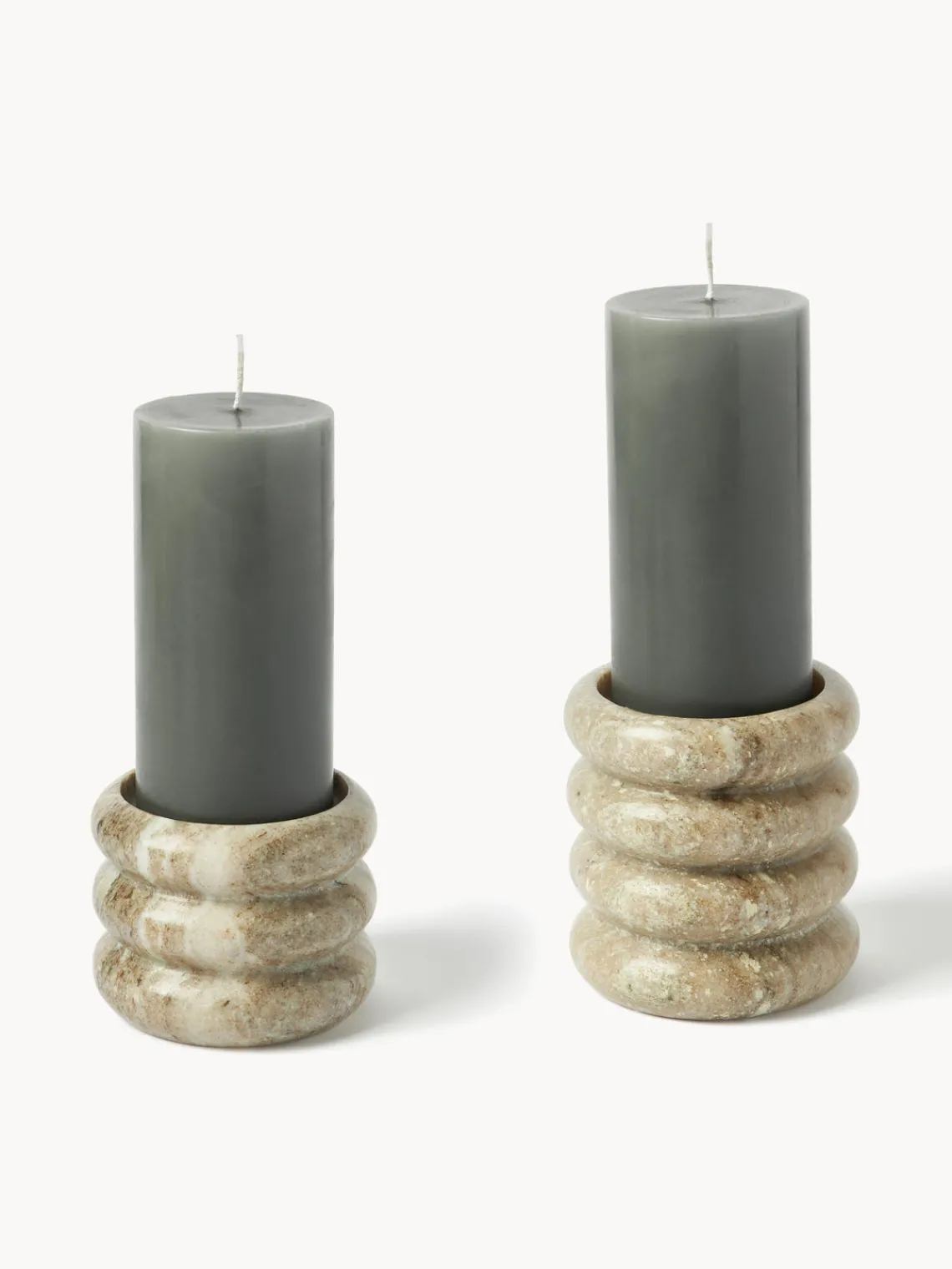 Candelabros|Jarrones>Westwing Collection Candelabros de mármol Orta, 2 uds. Mármol tonos beige