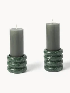 Candelabros|Jarrones></noscript>Westwing Collection Candelabros de mármol Orta, 2 uds. Mármol verde oscuro