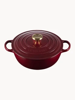 Ollas|Ollas></noscript>LE CREUSET Cazuela de hierro fundido La Marmite Signature Collection Rojo vino, dorado
