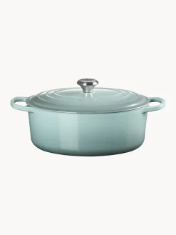 Ollas|Ollas>LE CREUSET Cazuela ovalada de hierro fundido Signature Collection, tamaños diferentes Verde menta, plateado