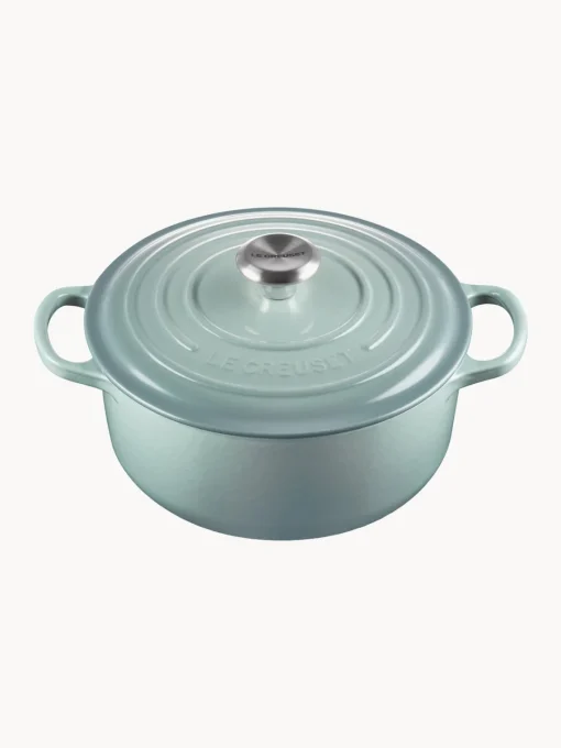 Ollas|Ollas>LE CREUSET Cazuela redonda de hierro fundido Signature Collection, tamaños diferentes Verde menta, plateado