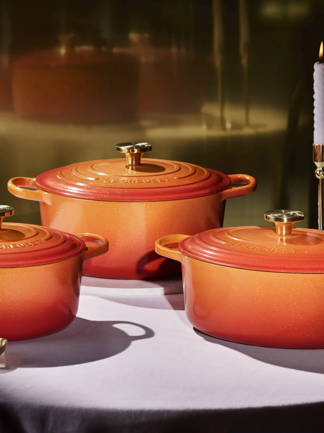 Sale Cazuela redonda de hierro fundido Flamme Dorée, tamaños diferentes Ollas|Ollas