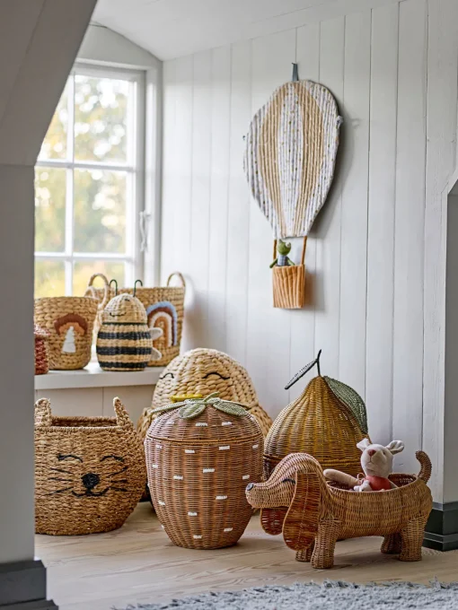 Cestas Y Cajas|Decoración Infantil>Bloomingville Mini Cesta infantil de ratán en forma de fresa Pelino