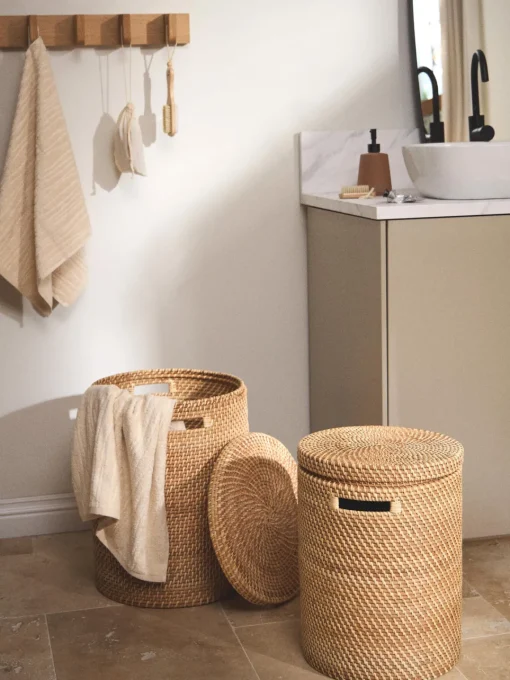 Outlet Cestas de ropa con tapa Lurdes, 2 uds. Cestos De La Ropa|Jarrones