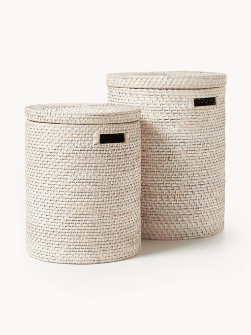 Cestos De La Ropa|Jarrones>Westwing Collection Cestas de ropa con tapa Lurdes, 2 uds. Beige claro