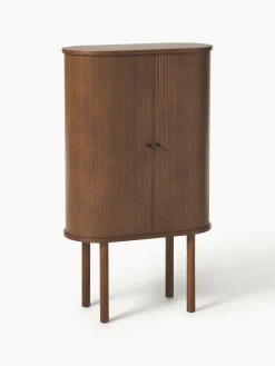 Sifonieres|Sifonieres>Westwing Collection Chiffonnier con frente acanalado Calary Madera de roble lacada en marrón oscuro