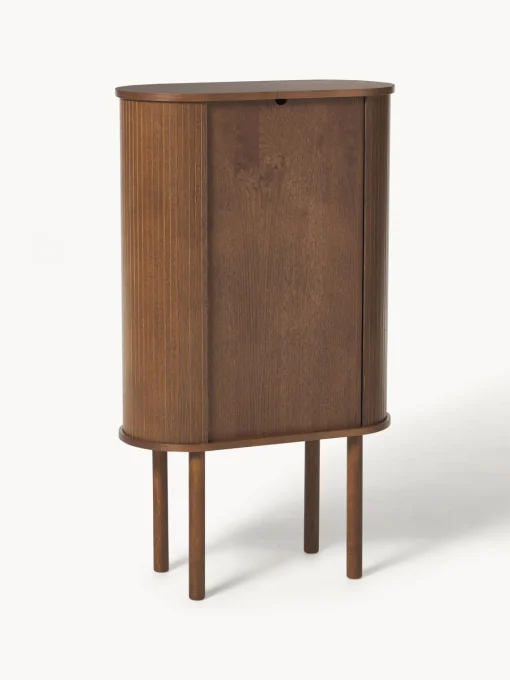 Sifonieres|Sifonieres>Westwing Collection Chiffonnier con frente acanalado Calary Madera de roble lacada en marrón oscuro