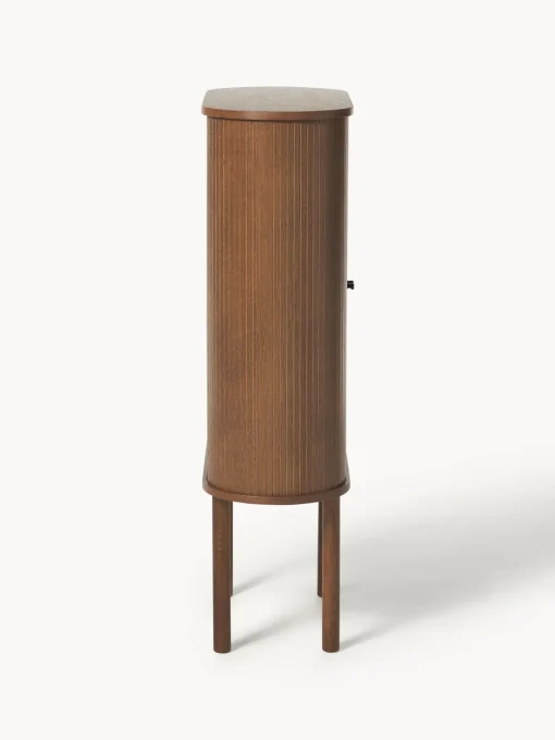 Sifonieres|Sifonieres>Westwing Collection Chiffonnier con frente acanalado Calary Madera de roble lacada en marrón oscuro