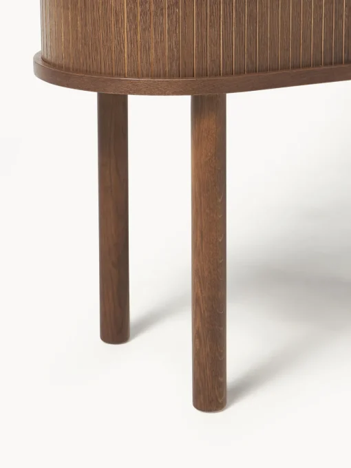 Sifonieres|Sifonieres>Westwing Collection Chiffonnier con frente acanalado Calary Madera de roble lacada en marrón oscuro