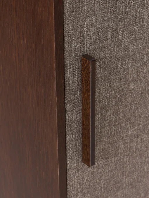 Sifonieres|Sifonieres>Westwing Collection Chiffonnier de madera con frente tapizado Wisp Madera de roble oscura, taupe