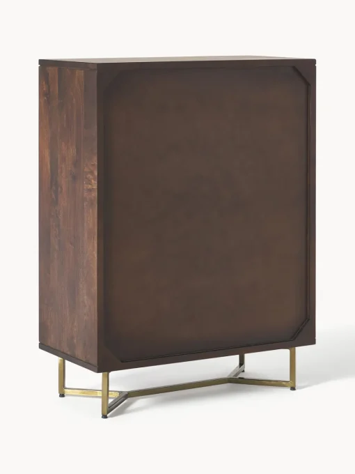 Sifonieres|Sifonieres>Westwing Collection Chiffonnier de madera de mango diseño espiga Luca Madera de mango, dorado