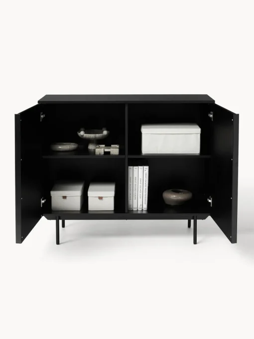 Sifonieres|Sifonieres>Westwing Collection Chiffonnier de madera Elona Negro mate