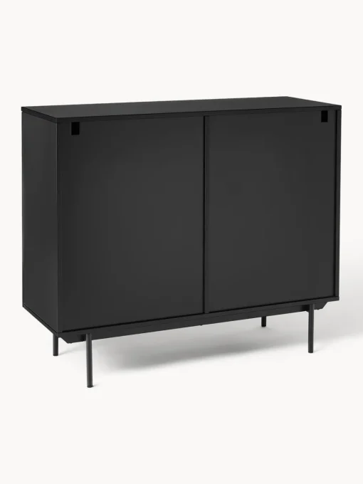 Sifonieres|Sifonieres>Westwing Collection Chiffonnier de madera Elona Negro mate