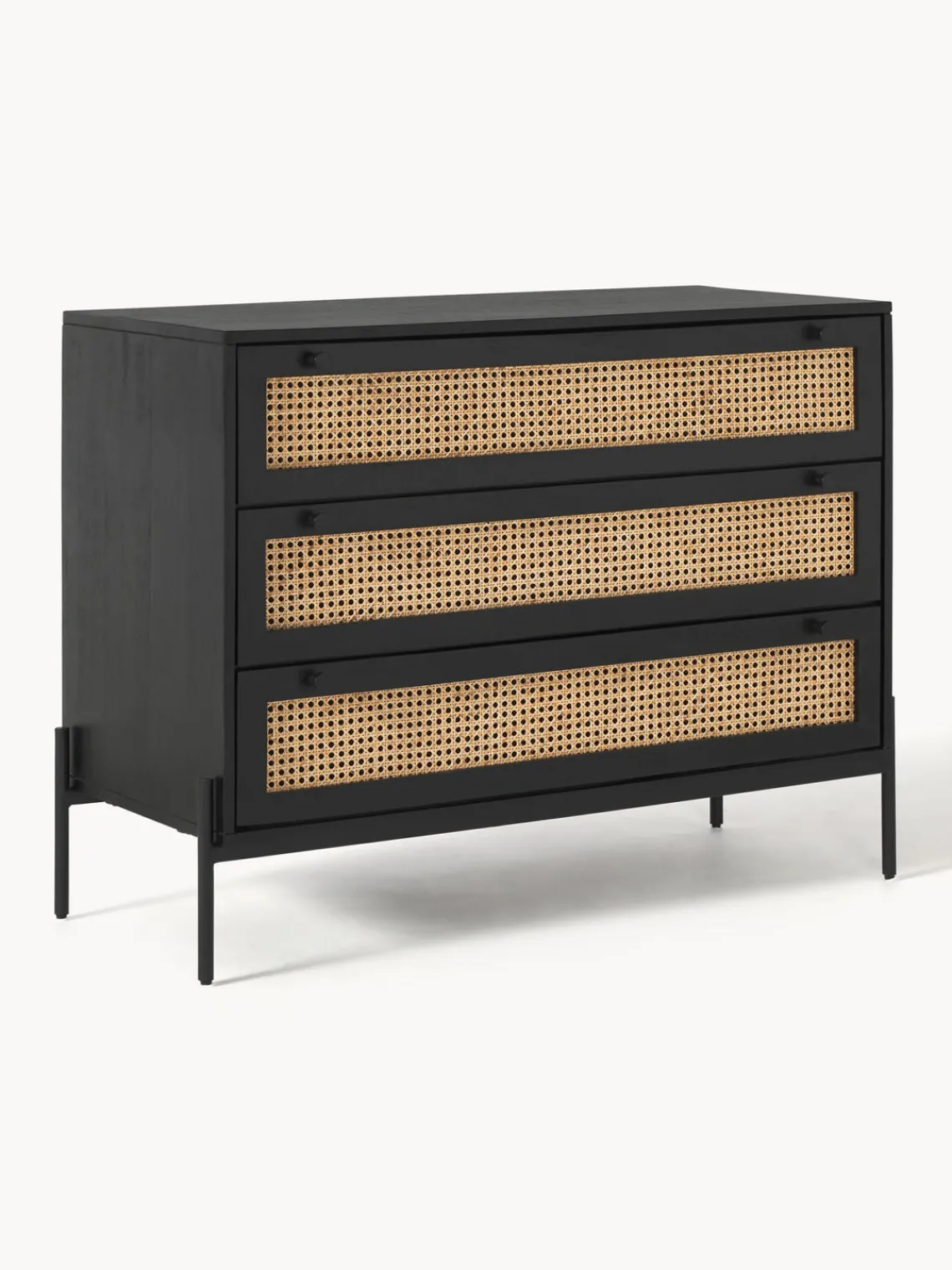 Cómodas|Cómodas>Westwing Collection Cómoda con tejido vienés Vienna Madera de mango, negro