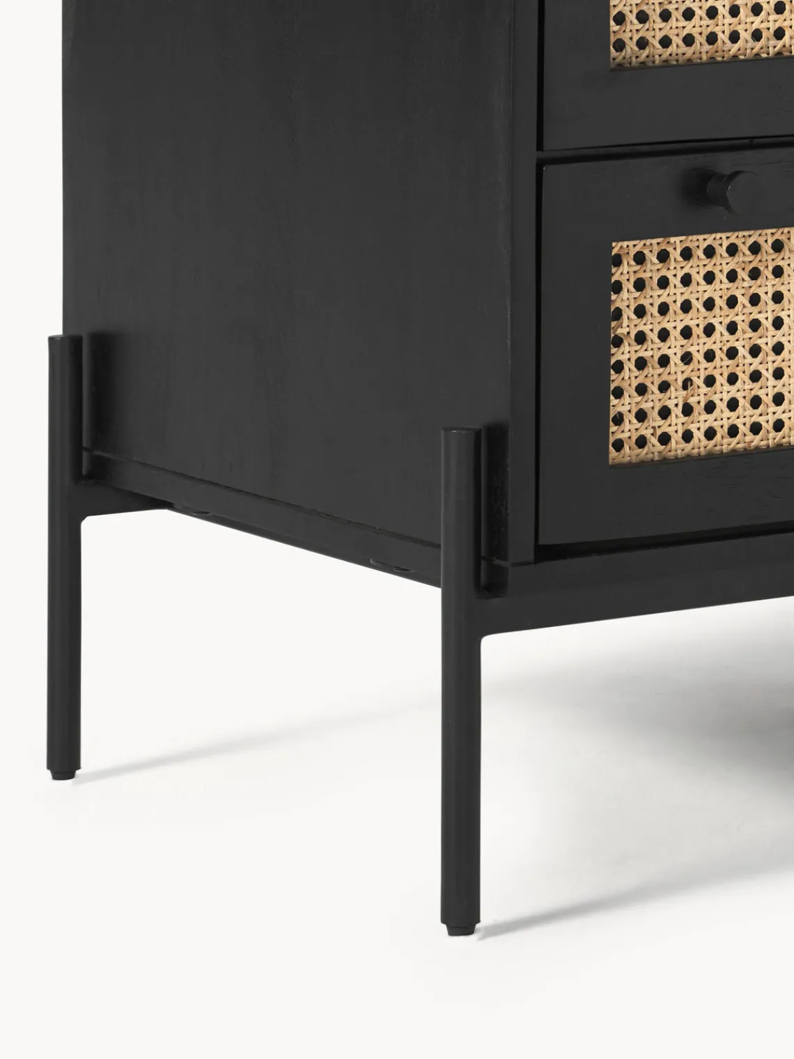 Cómodas|Cómodas>Westwing Collection Cómoda con tejido vienés Vienna Madera de mango, negro