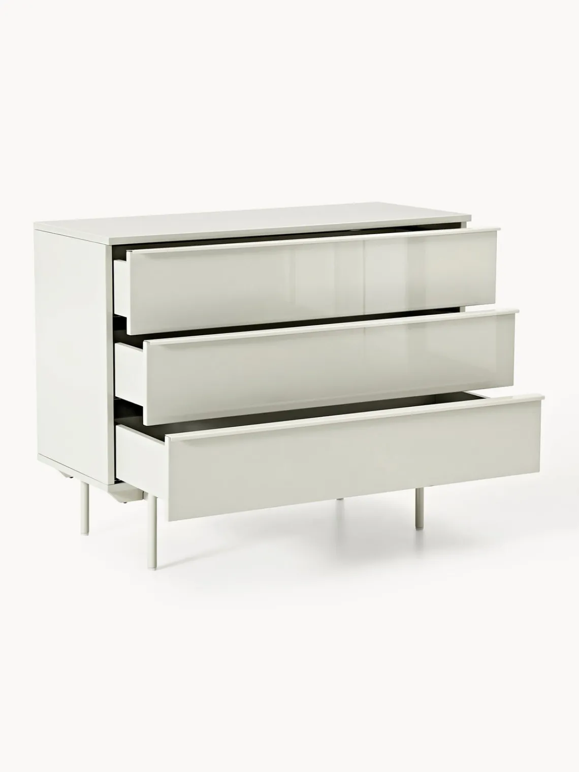 Cómodas|Cómodas>Westwing Collection Cómoda de madera Elona Beige claro brillante