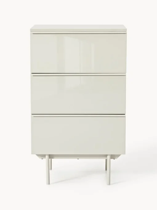 Cómodas|Cómodas>Westwing Collection Cómoda pequeña de madera Elona Beige claro brillante