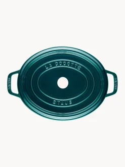 Ollas|Ollas></noscript>Staub Cocotte ovalada de hierro fundido Signature Collection Azul petróleo, plateado
