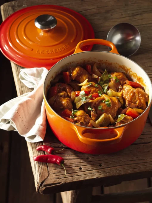 Ollas|Ollas>LE CREUSET Cocotte redondo de hierro fundido Signature Collection Tonos naranjas, plateado