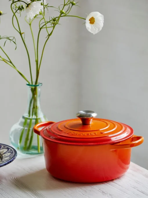 Ollas|Ollas>LE CREUSET Cocotte redondo de hierro fundido Signature Collection Tonos naranjas, plateado