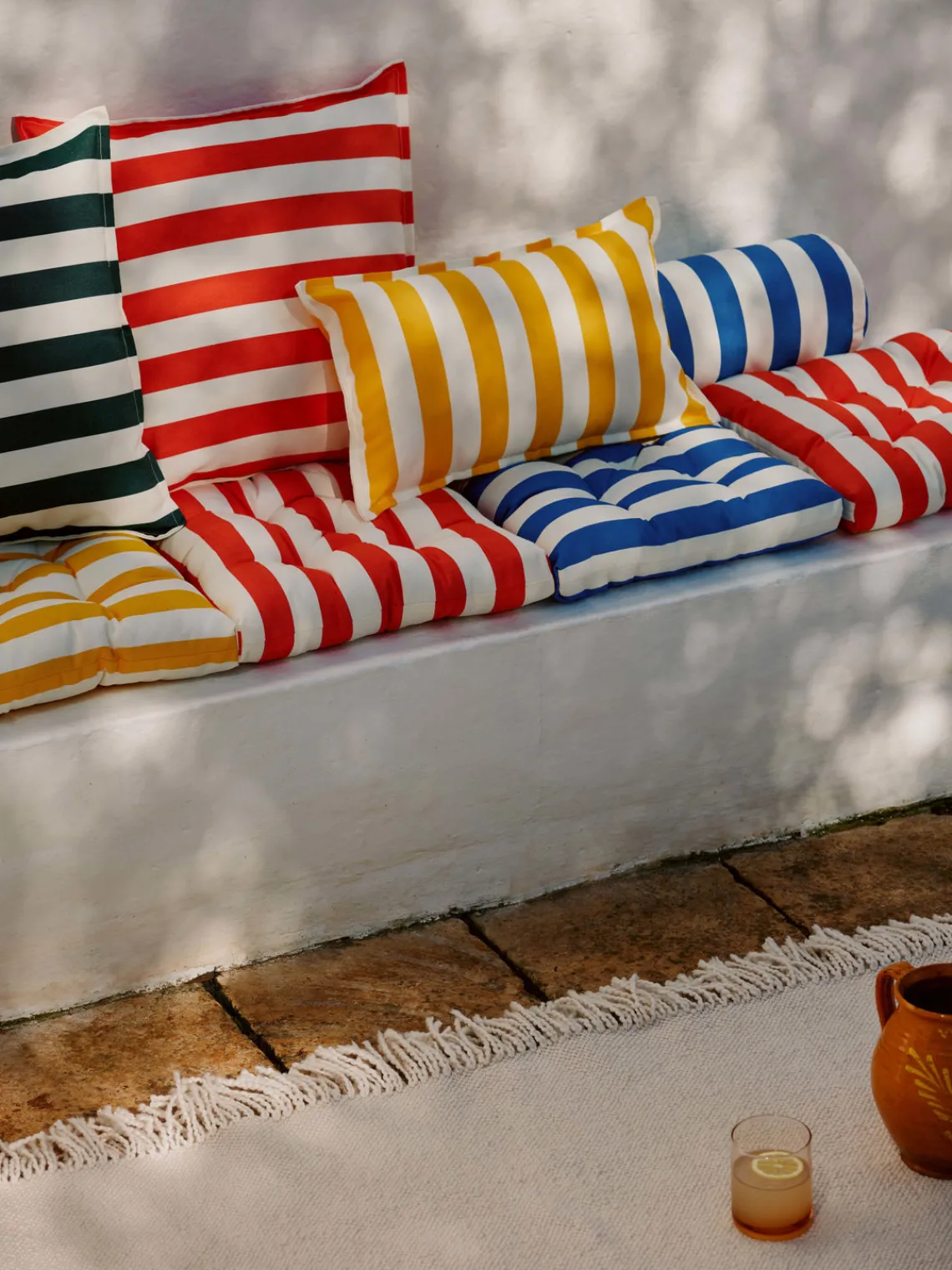 Cojines Para Sillas|Cojines Para Sillas De Jardín>Westwing Collection Cojines de asiento para exterior Cosby, 2 uds. Blanco, azul