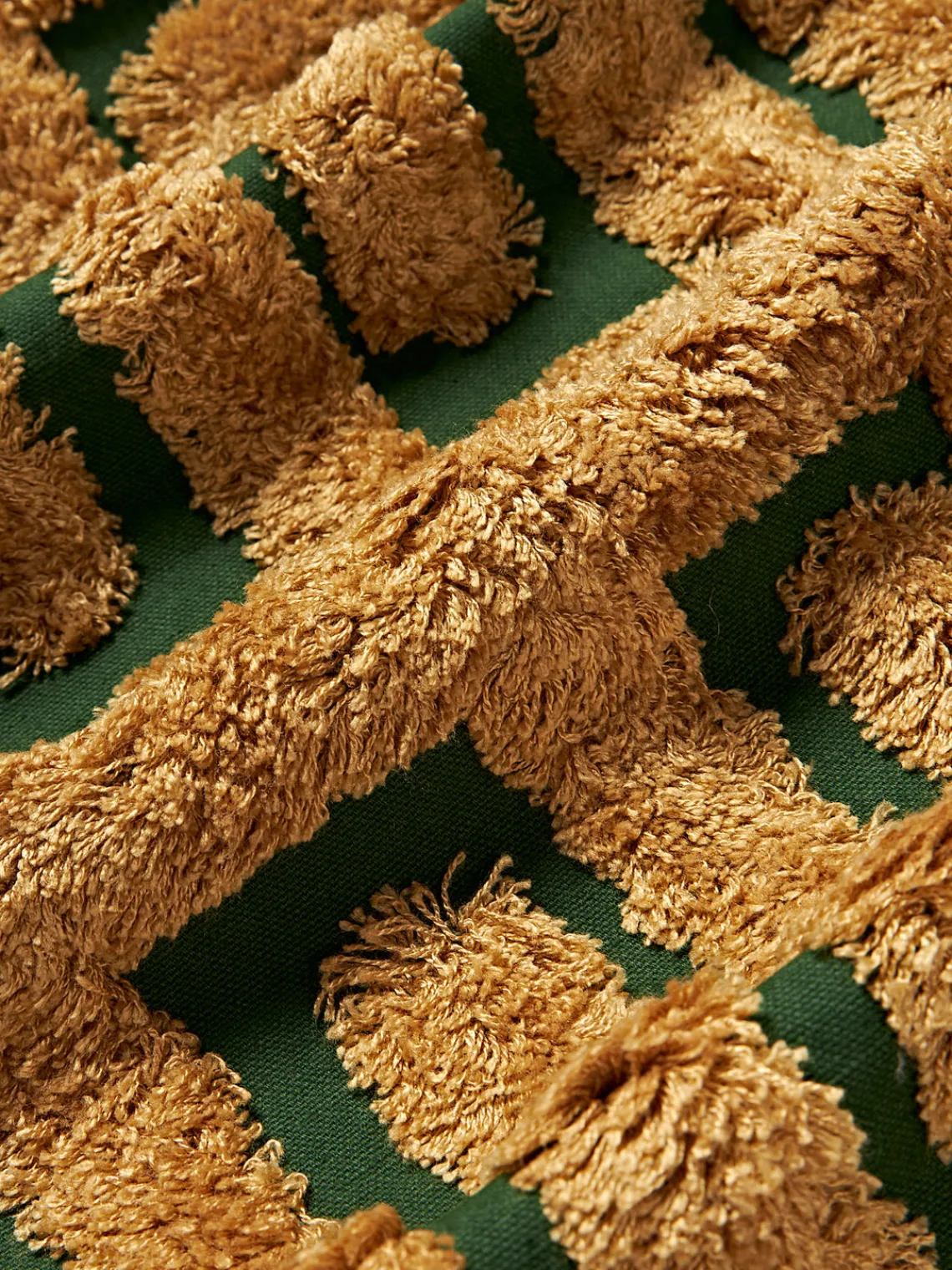 Mantas|Cojines Decorativos>Palais Cojín artesanal con decoración empenachada Cleo Verde oscuro, beige