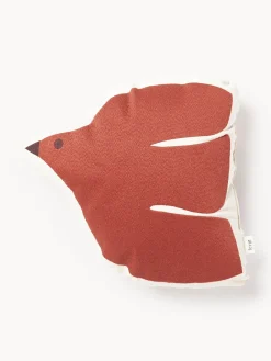 Decoración Infantil|Cojines Infantiles>Ferm Living Kids Cojín bordado de algodón ecológico Swif Bird Terracota, blanco Off White