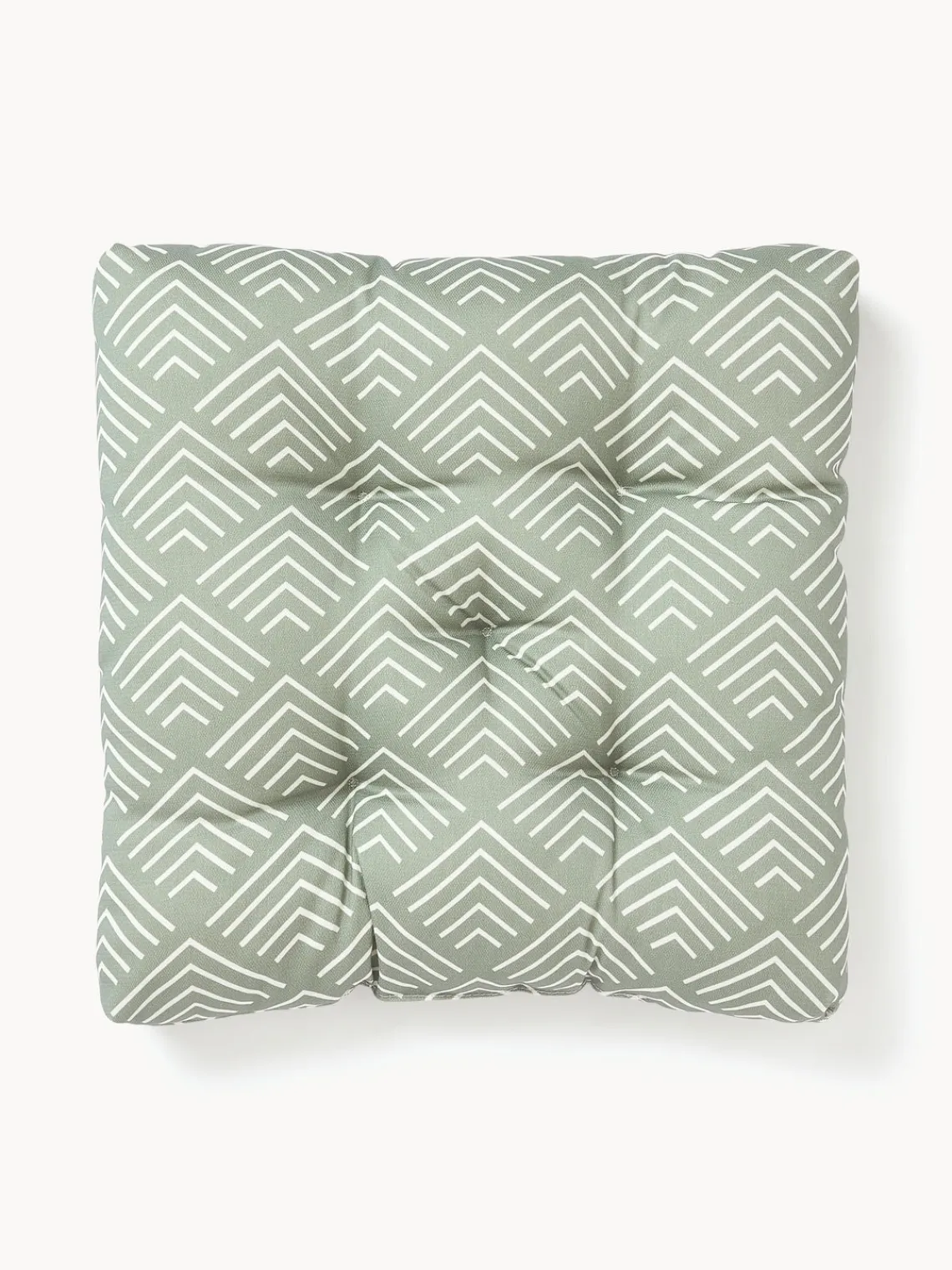 Mantas|Cojines Para Sillas>Westwing Collection Cojín de asiento de exterior con estampado gráfico Milano Verde oliva, blanco