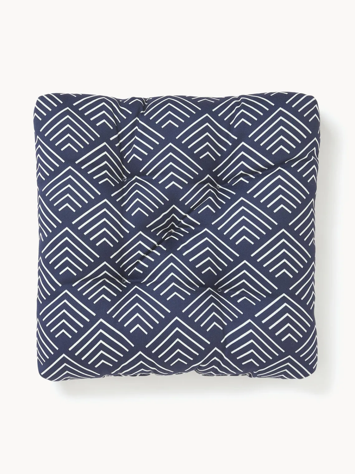 Mantas|Cojines Para Sillas>Westwing Collection Cojín de asiento de exterior con estampado gráfico Milano Azul oscuro, blanco