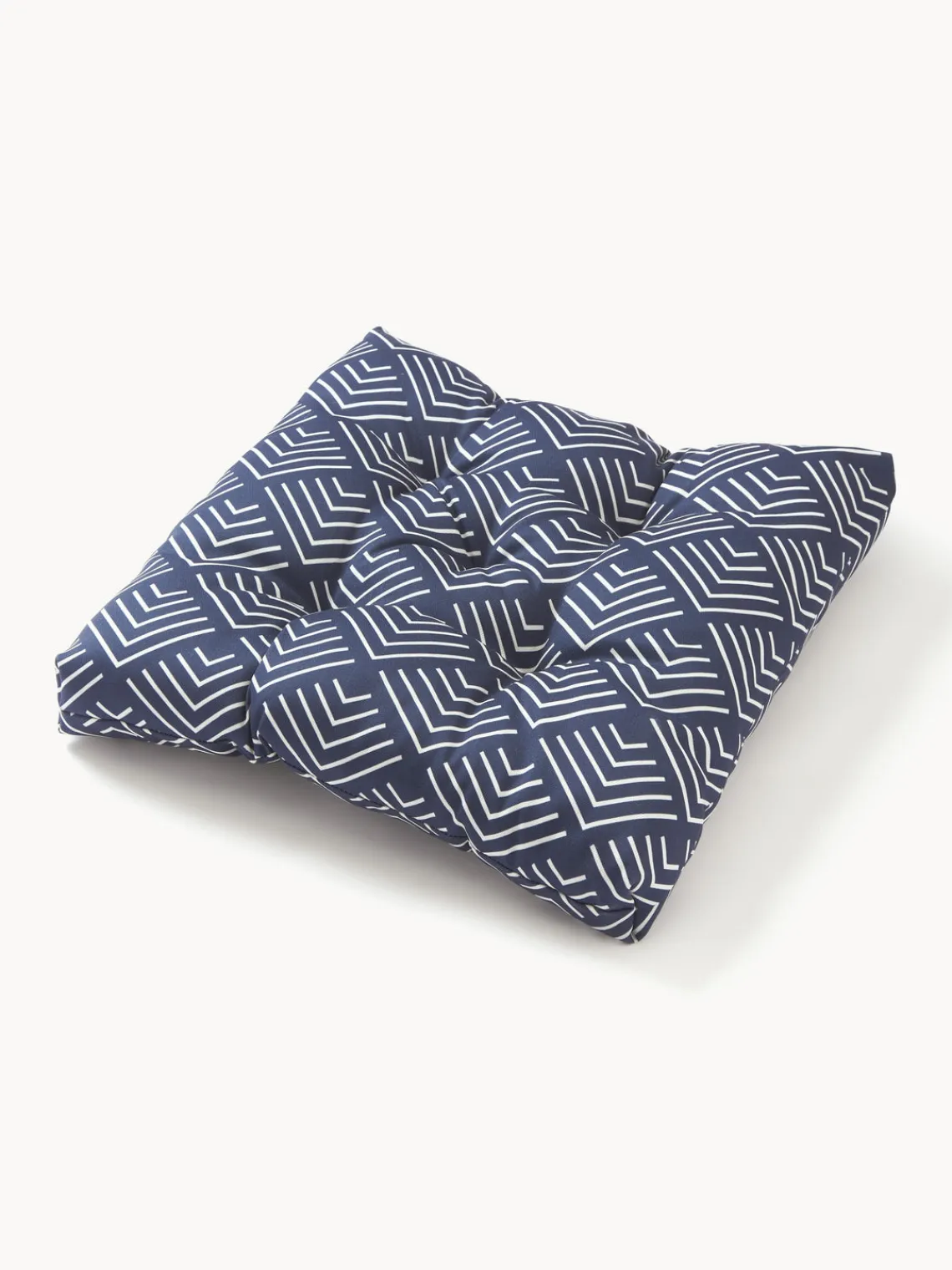 Mantas|Cojines Para Sillas>Westwing Collection Cojín de asiento de exterior con estampado gráfico Milano Azul oscuro, blanco