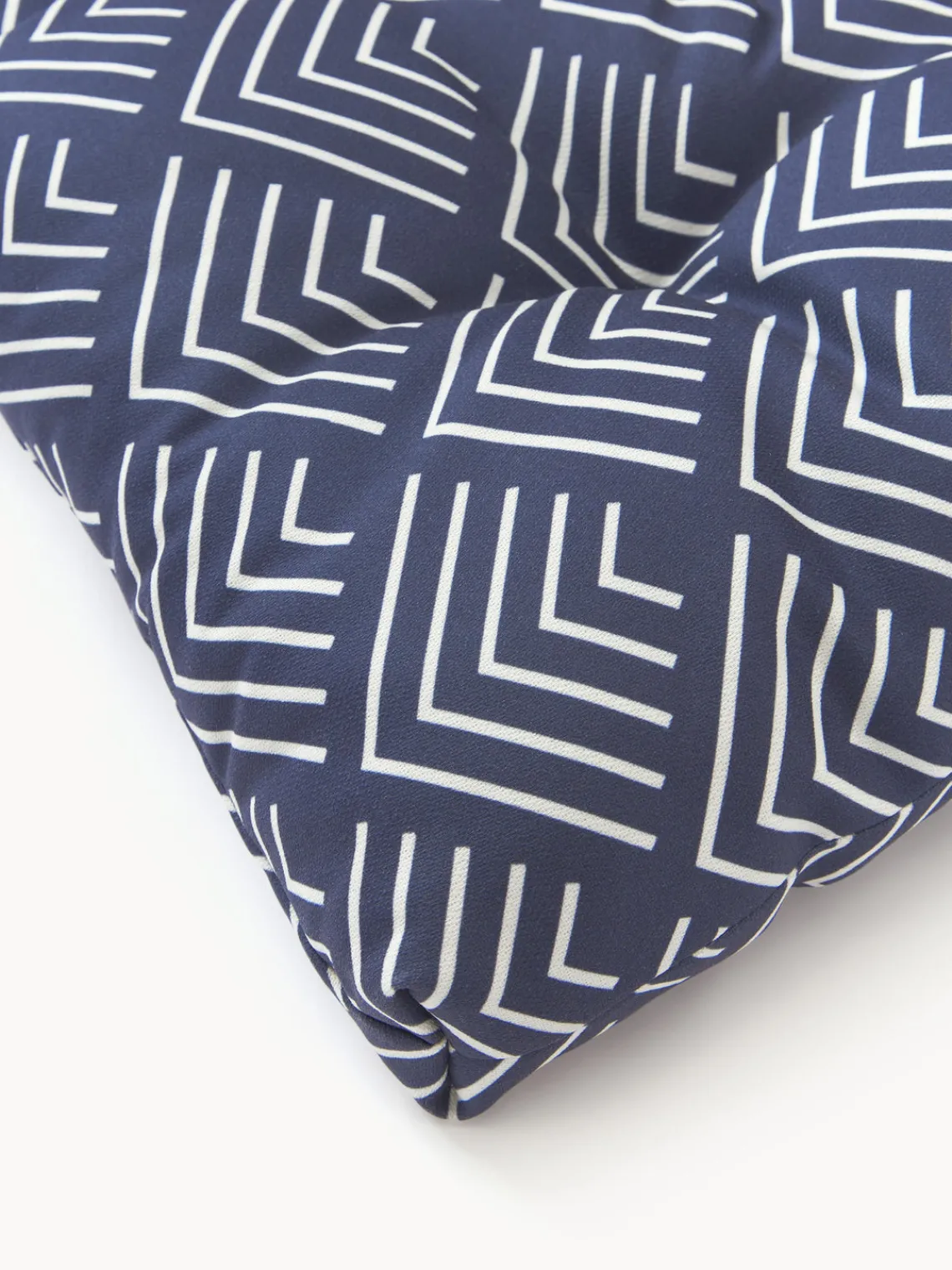 Mantas|Cojines Para Sillas>Westwing Collection Cojín de asiento de exterior con estampado gráfico Milano Azul oscuro, blanco
