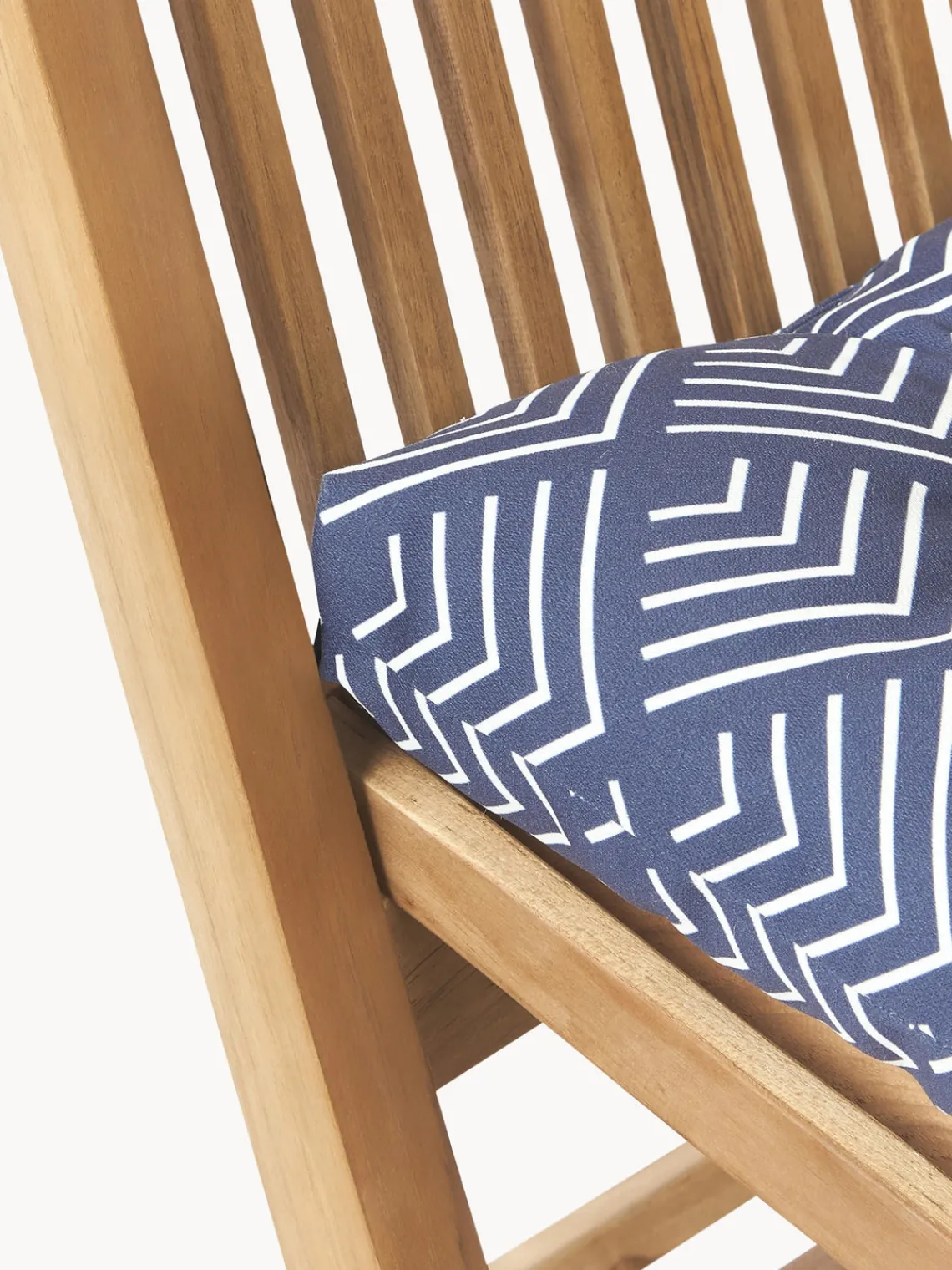 Mantas|Cojines Para Sillas>Westwing Collection Cojín de asiento de exterior con estampado gráfico Milano Azul oscuro, blanco