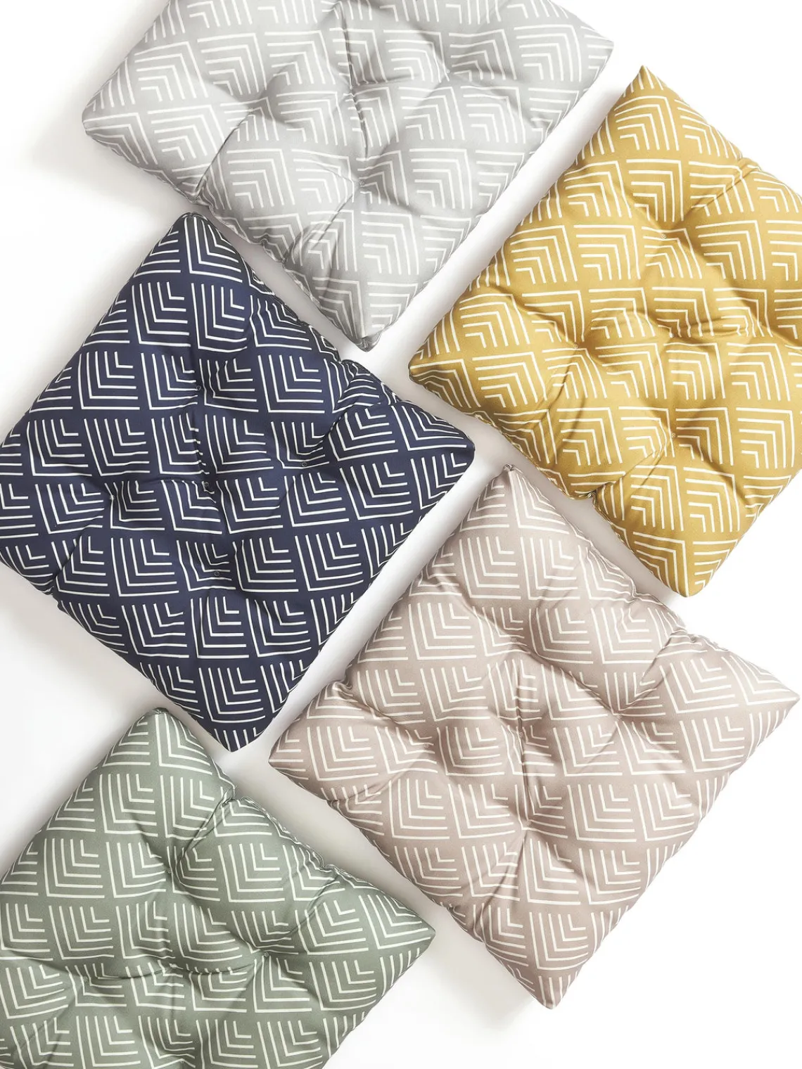 Mantas|Cojines Para Sillas>Westwing Collection Cojín de asiento de exterior con estampado gráfico Milano Azul oscuro, blanco